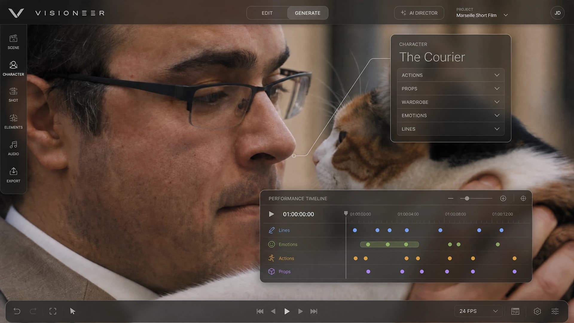 Interface concept for the integrated AI filmmaking environment